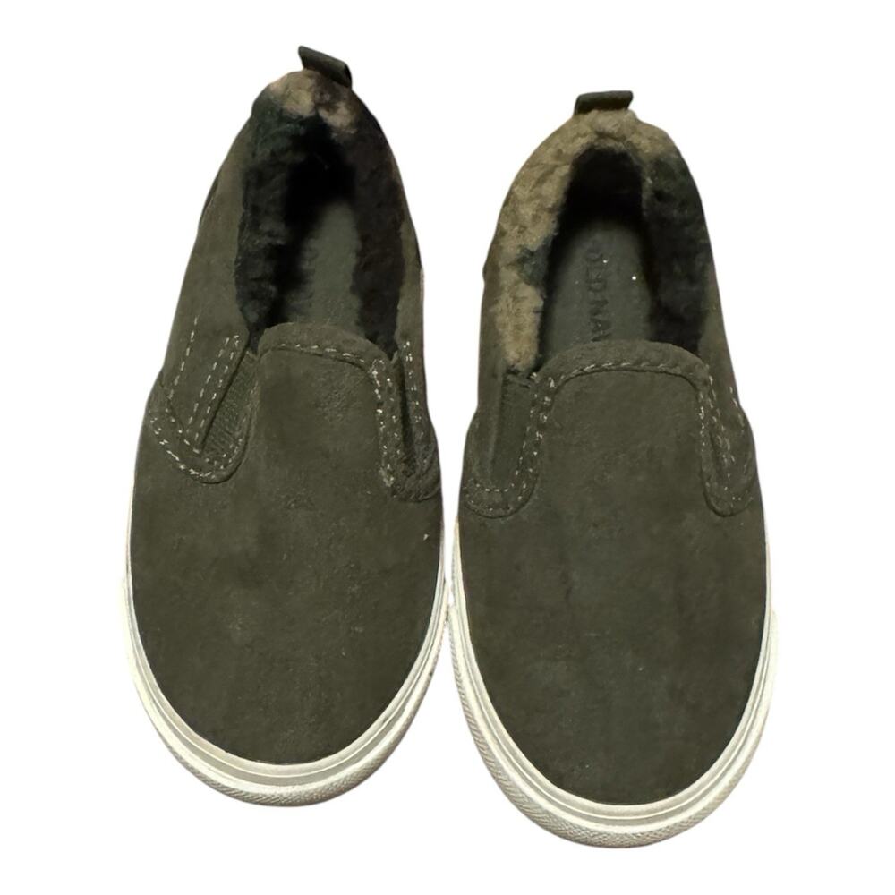 Old Navy Faux-suede Sherpa-lined Slip-on Sneakers In Olive Green Toddler Size 6